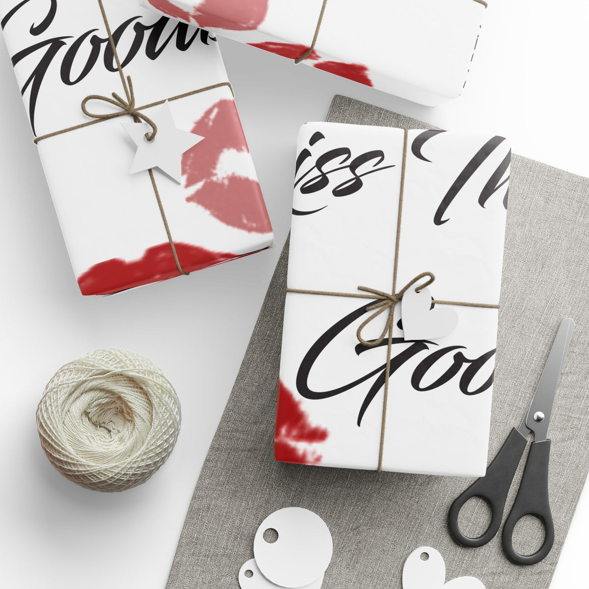 Kiss The Miss Goodbye Wrapping Paper — Bachelorette Party Lipstick Kiss Gift Wrap
